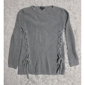 The Limited Women's Gray Pullover Criss Cross Side Knit Braid Sweater Size XS